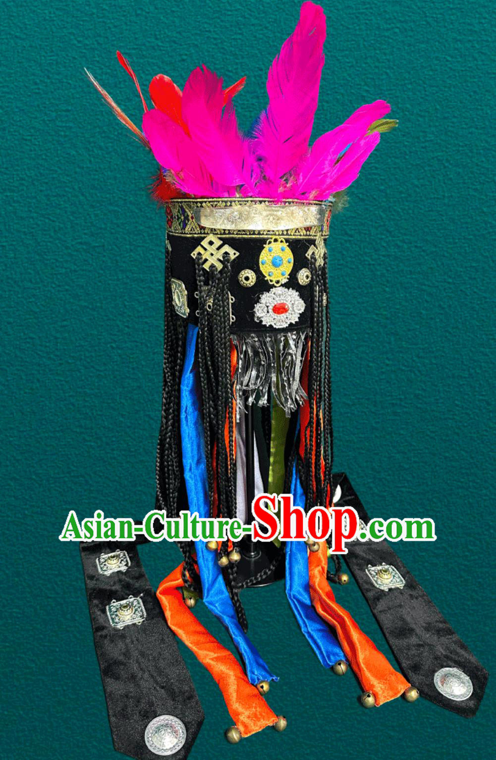 Mongolian Traditional Black Performance Shaman Hat Mongolian Traditional Black Performance Shaman Hat