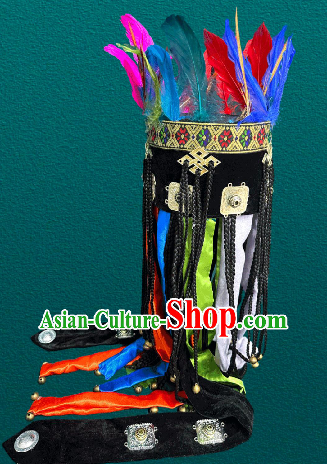 Mongolian Traditional Black Performance Shaman Hat Mongolian Traditional Black Performance Shaman Hat