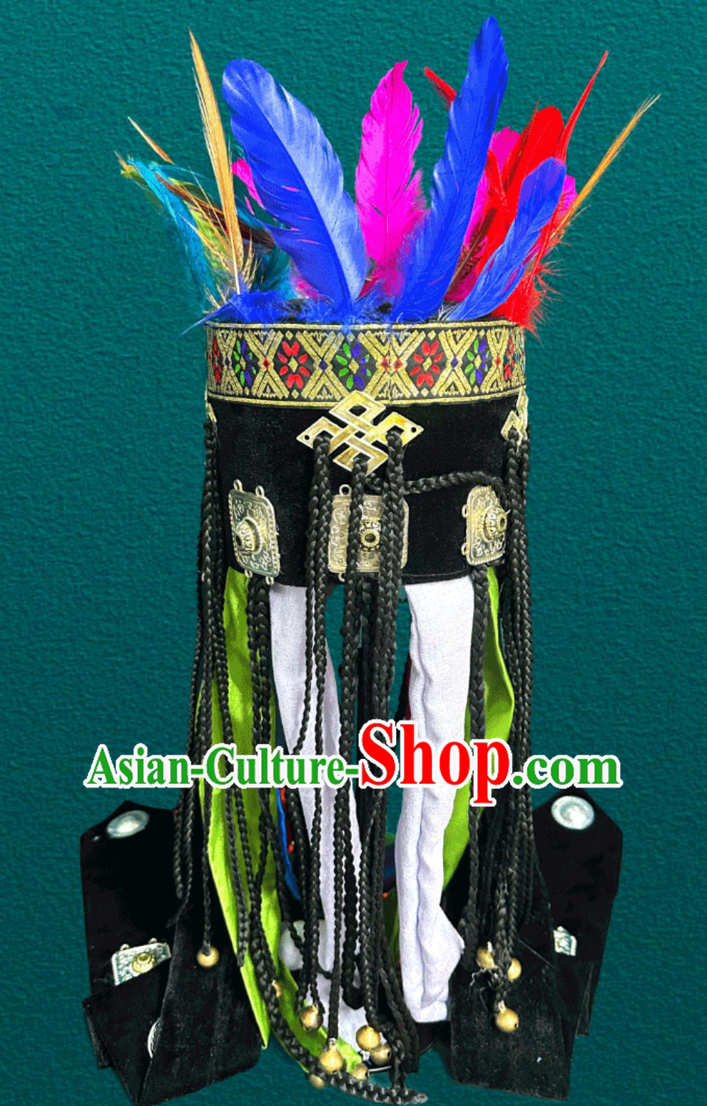 Mongolian Traditional Black Performance Shaman Hat Mongolian Traditional Black Performance Shaman Hat