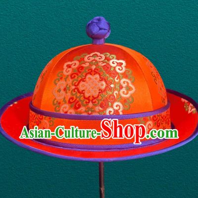 Orange Boy Prince Hat Mongolian Hat Dance Performance Photography Ethnic Headpiece