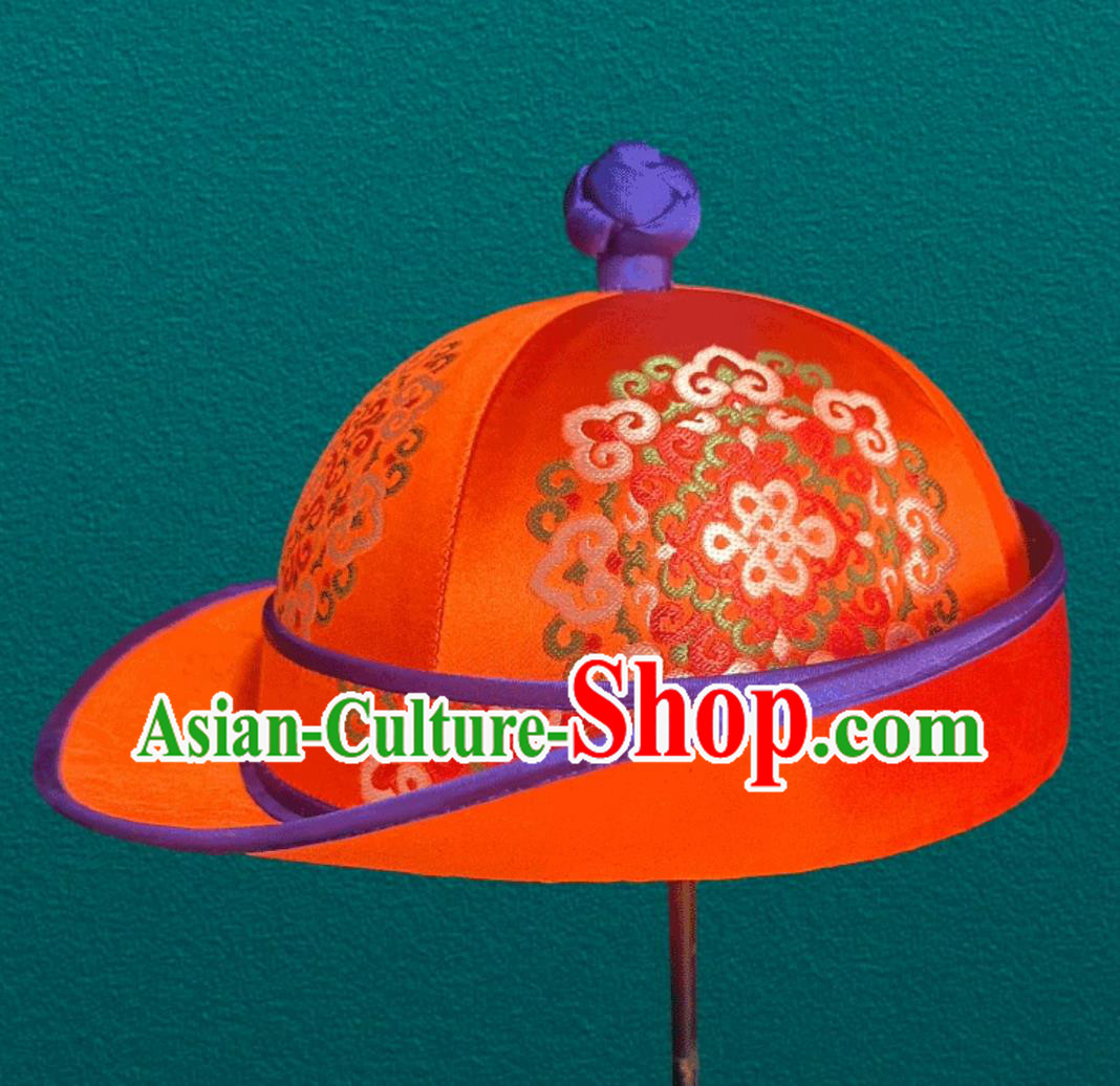 Orange Boy Prince Hat Mongolian Hat Dance Performance Photography Ethnic Headpiece Orange Boy Prince Hat Mongolian Hat Dance Performance Photography Ethnic Headpiece