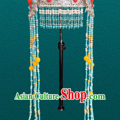 Mongolian Ladies Silver Hat Chinese Mongolia Ethnic Dance Performance Hair Jewelry Wedding Show Headpiece