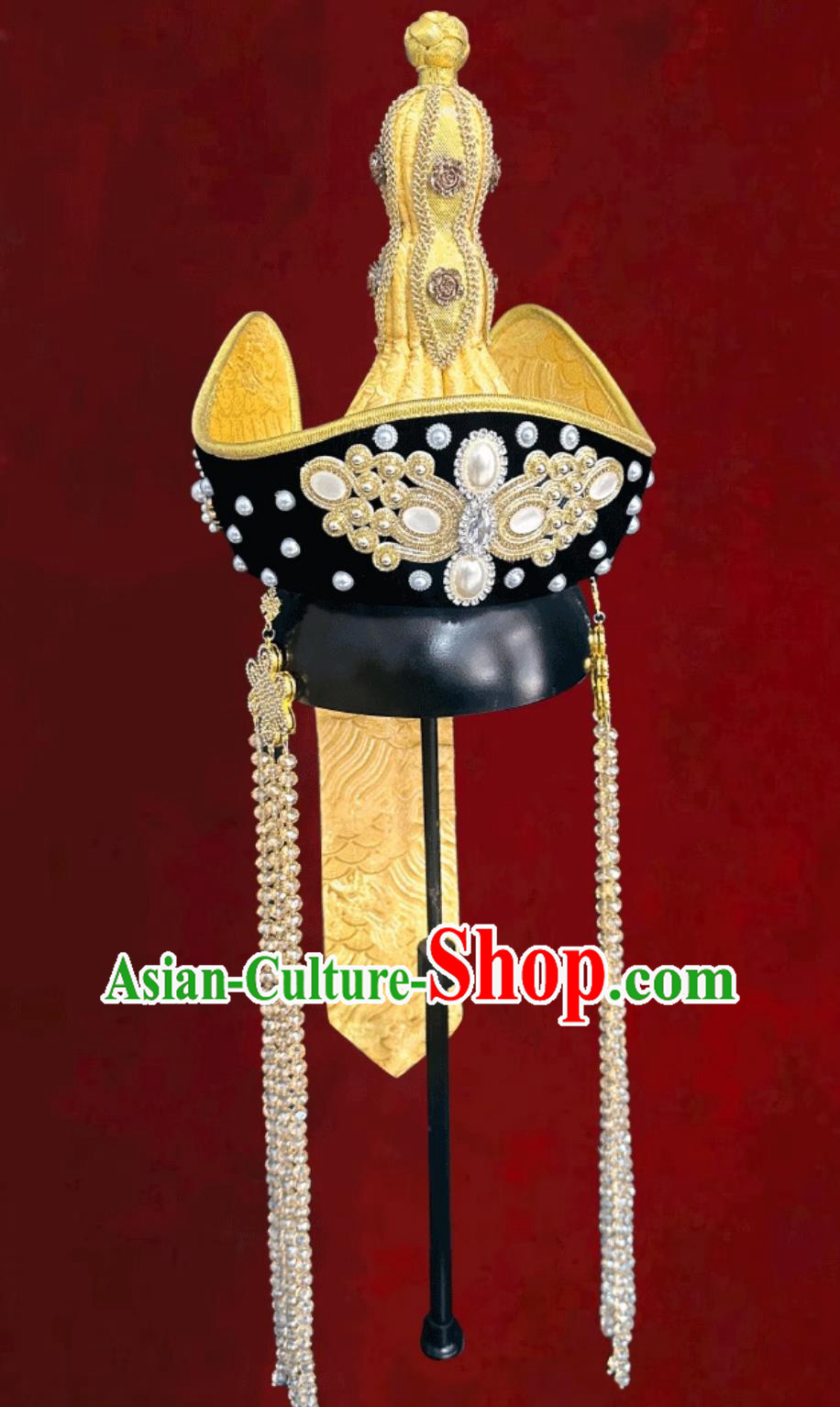 Mongolian Ladies Golden Hat Chinese Mongolia Ethnic Dance Performance Show Headpiece Mongolian Ladies Golden Hat Chinese Mongolia Ethnic Dance Performance Show Headpiece