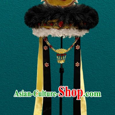 Mongolia Dance Fluffy Hair Accessory Chinese Opera Performance Headpiece Mongolian Ladies Hat