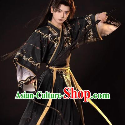 Wei Jin Style Hanfu Ancient Swordsman Embroidered Costume Traditional Chinese Clothing