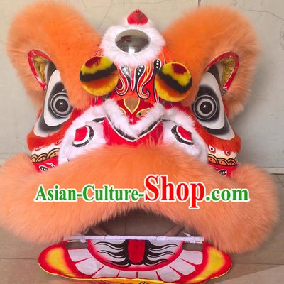 Light Orange Wool Lion Dance Clothing Southern Fut San Lion Head Chinese Lion Dancing Costume Complete Set