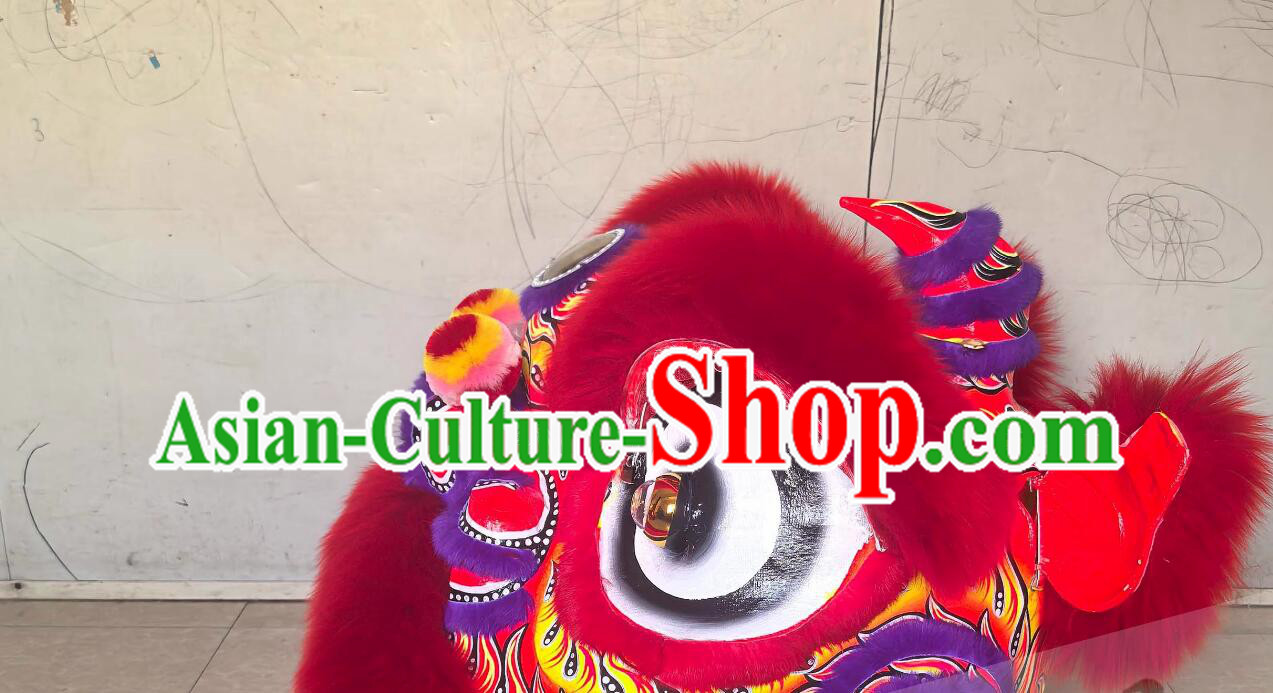 Chinese Lion Dancing Costume Red Wool Lion Dance Clothing Southern Fut San Lion Head Complete Set Chinese Lion Dancing Costume Red Wool Lion Dance Clothing Southern Fut San Lion Head Complete Set