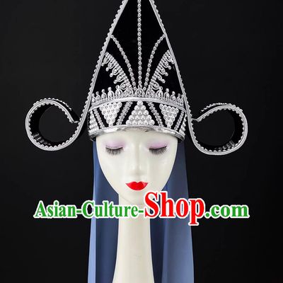 Dingjia Woman Headdress Dai Ethnic Dance Shan Dai Group Dance Hat Chinese Performance Headwear