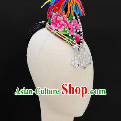Yi Ethnic Dance Headdress Calling The Moon Dance Headwear Tao Li Cup Top Dancer Headpiece