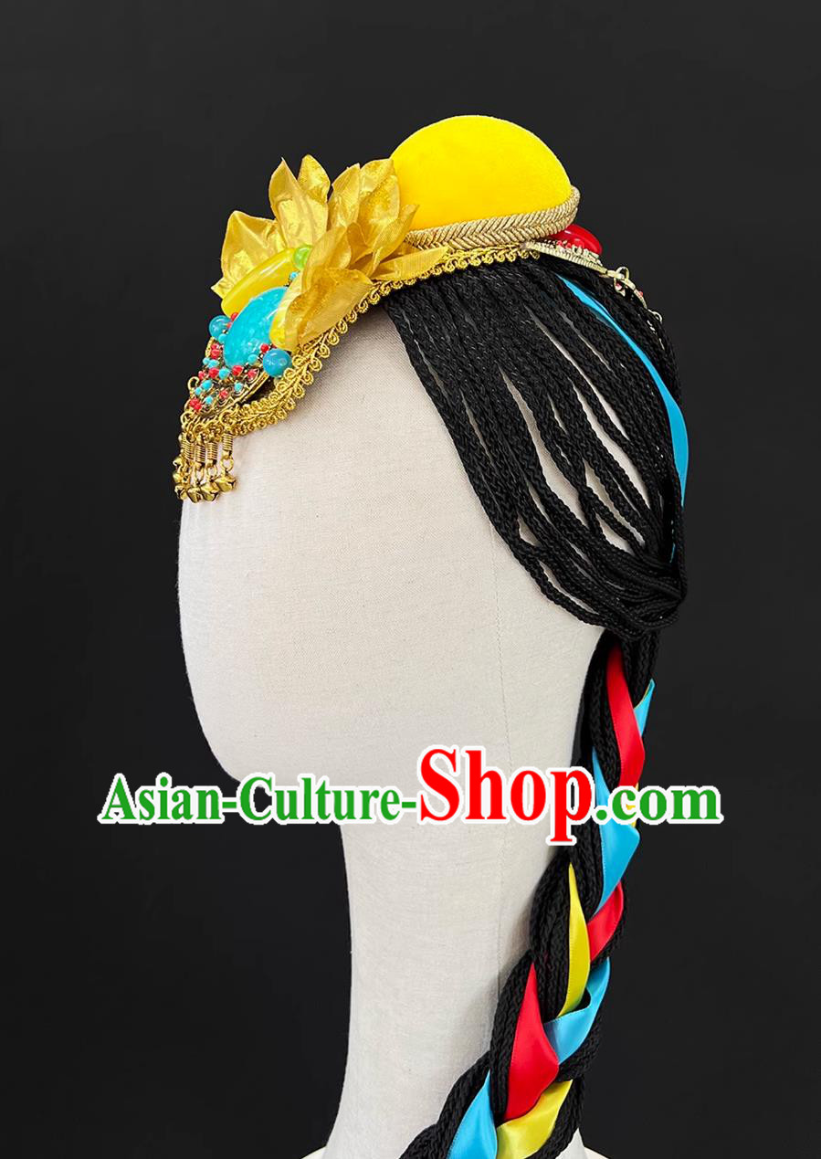 Tibetan Dance Fugu Headdress Zang Ethnic Minority Dance Performance Hair Jewelry Tibetan Dance Fugu Headdress Zang Ethnic Minority Dance Performance Hair Jewelry
