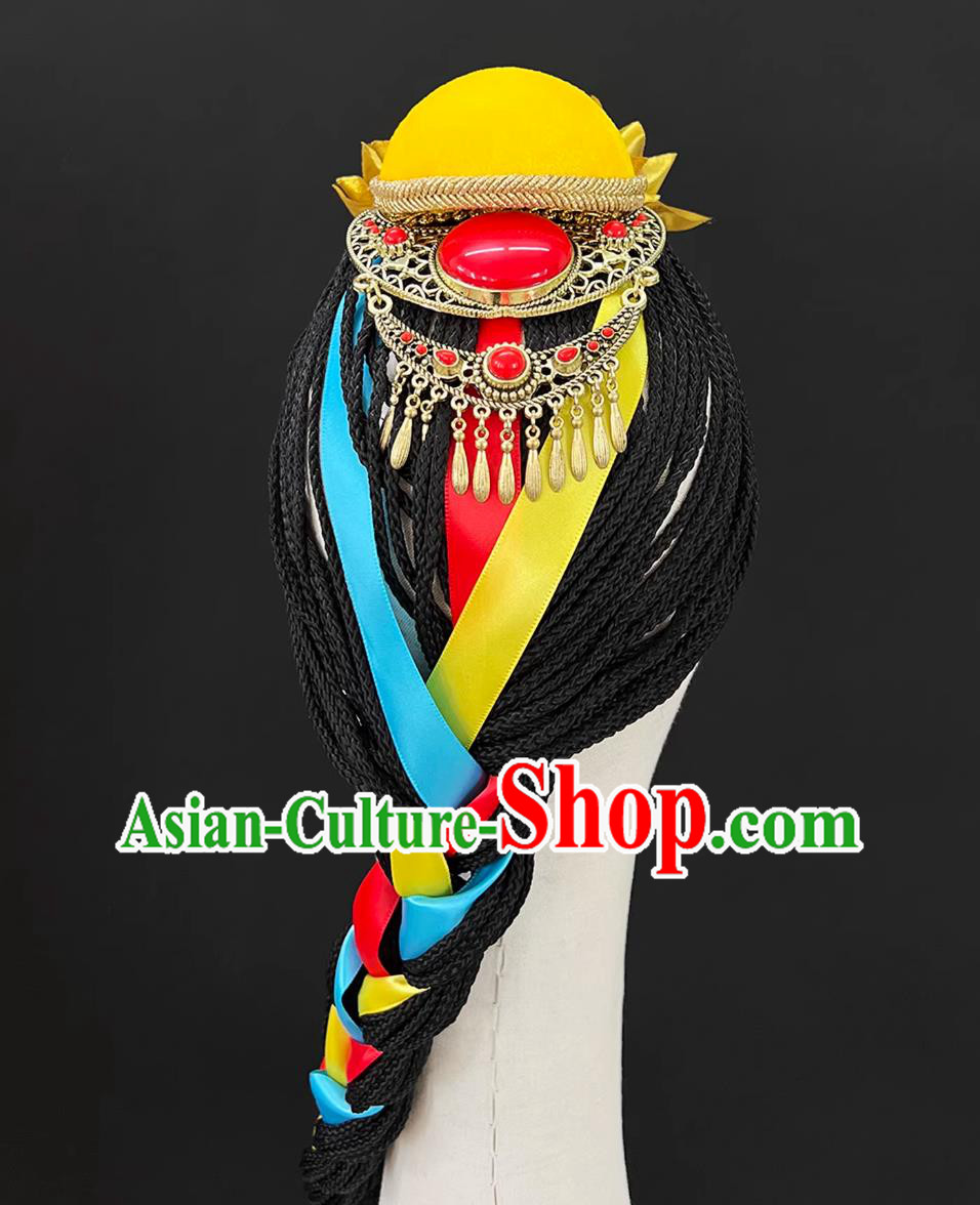 Tibetan Dance Fugu Headdress Zang Ethnic Minority Dance Performance Hair Jewelry Tibetan Dance Fugu Headdress Zang Ethnic Minority Dance Performance Hair Jewelry