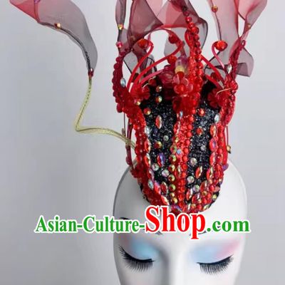 Xinjiang Uyghur Dance Headdress Western Regions Fire Headpiece Chinese Ethnic Dance Headwear