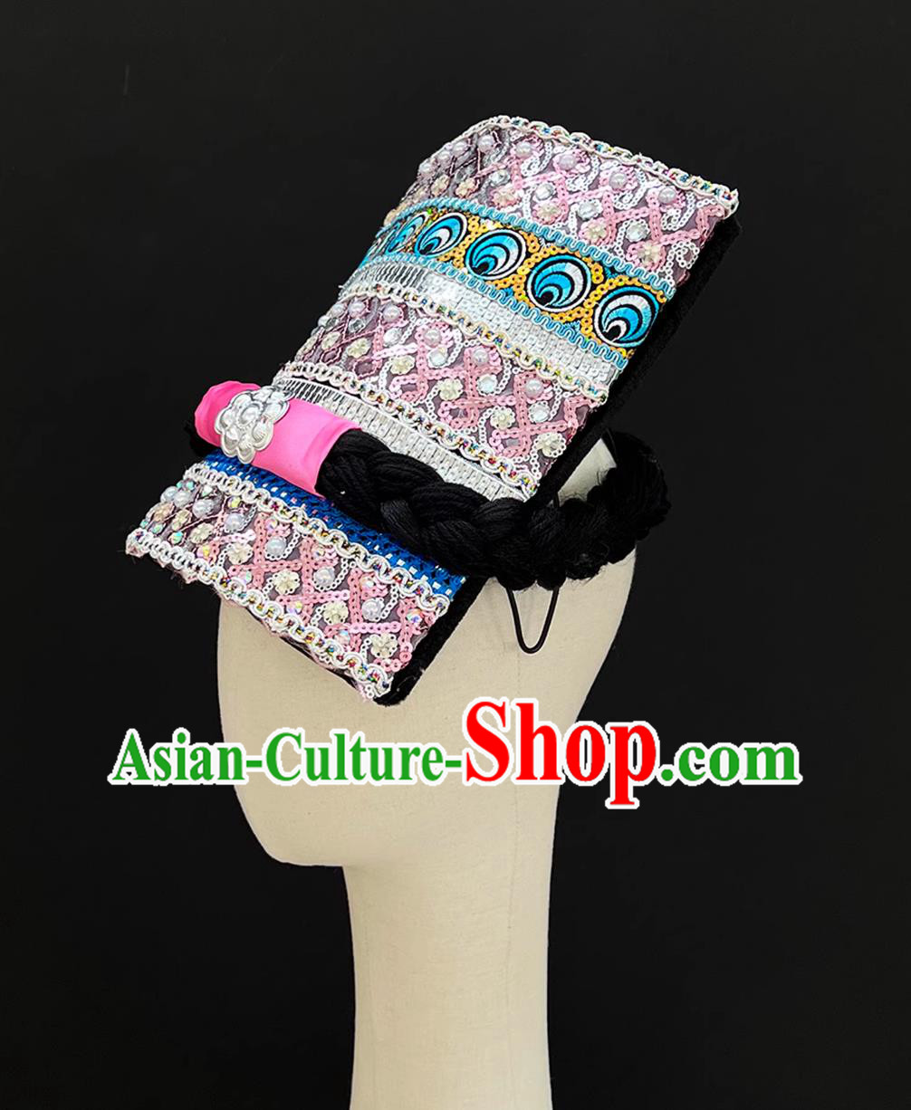 Qiang Female Performance Headdress Chinese Qiang Ethnic Dance Hat Qiang Female Performance Headdress Chinese Qiang Ethnic Dance Hat