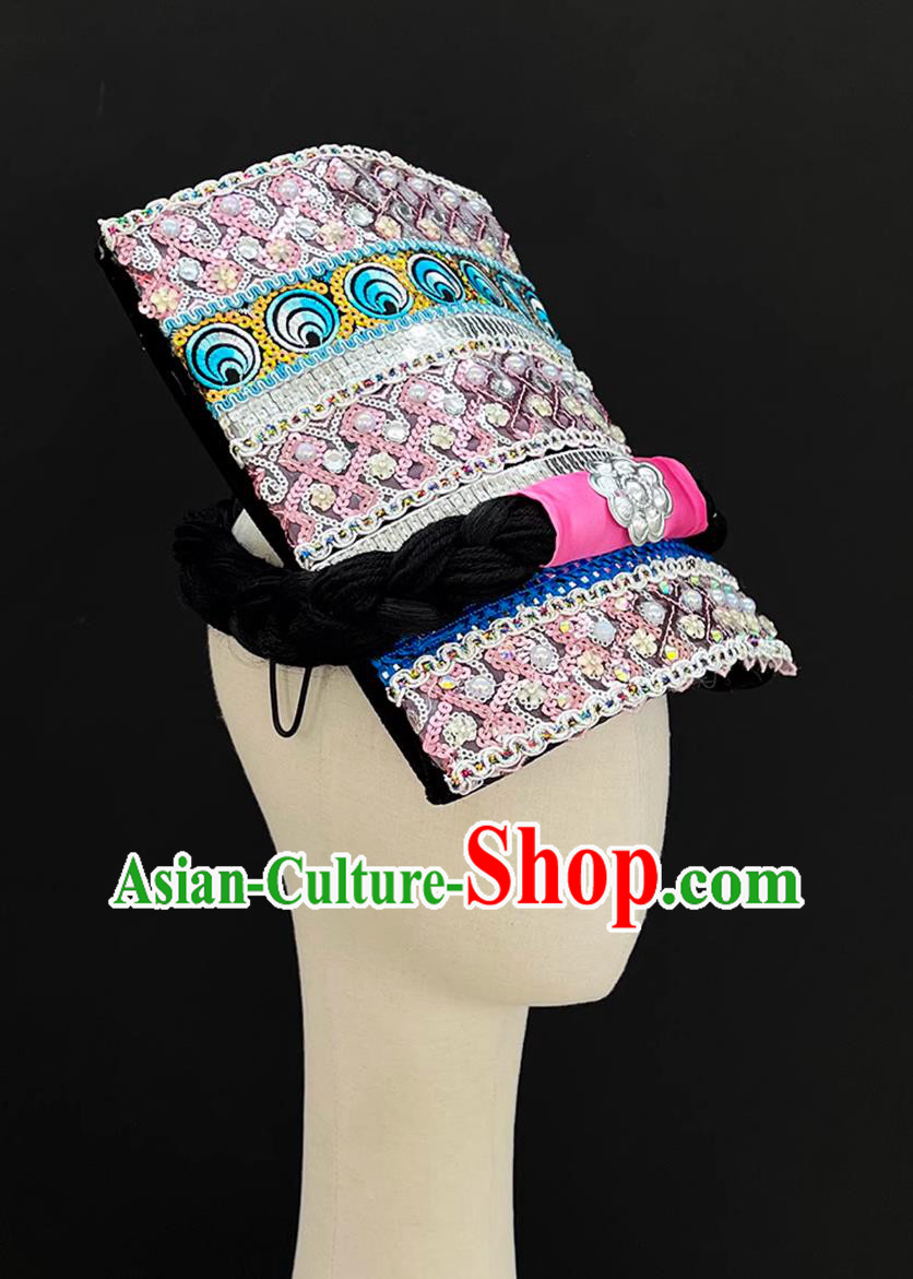 Qiang Female Performance Headdress Chinese Qiang Ethnic Dance Hat Qiang Female Performance Headdress Chinese Qiang Ethnic Dance Hat