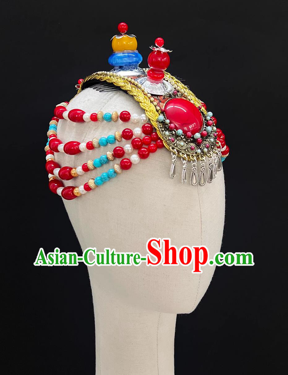 Tibetan Female Performance Headdress Chinese Zang Ethnic Dance Hair Jewelry Tibetan Female Performance Headdress Chinese Zang Ethnic Dance Hair Jewelry