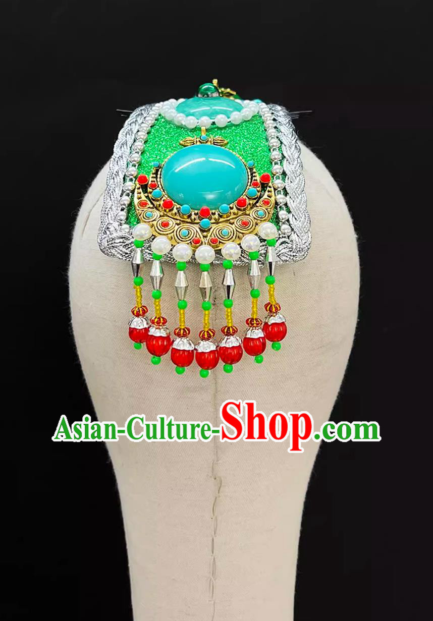 Chinese Zang Ethnic Dance Hair Jewelry Tibetan Female Performance Headdress Chinese Zang Ethnic Dance Hair Jewelry Tibetan Female Performance Headdress