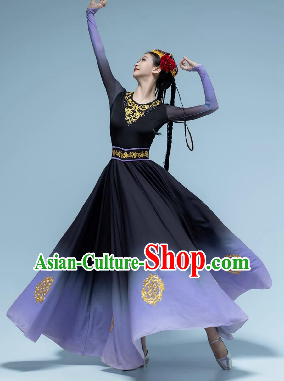 Uyghur Dance Performance Dress Xinjiang Dance Flowy Large Skirt Chinese Art Exam Clothing