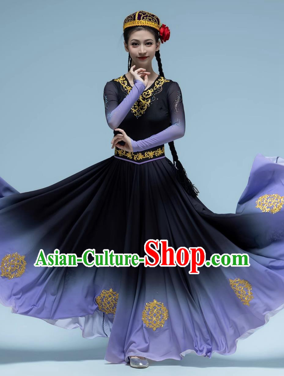 Uyghur Dance Performance Dress Xinjiang Dance Flowy Large Skirt Chinese Art Exam Clothing