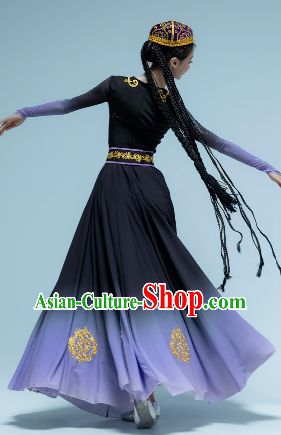 Uyghur Dance Performance Dress Xinjiang Dance Flowy Large Skirt Chinese Art Exam Clothing