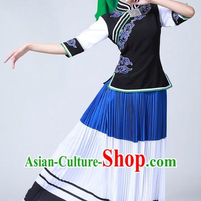 Chinese Ethnic Dance Performance Costume Yi Minority Torch Festival Large Skirt Outfit