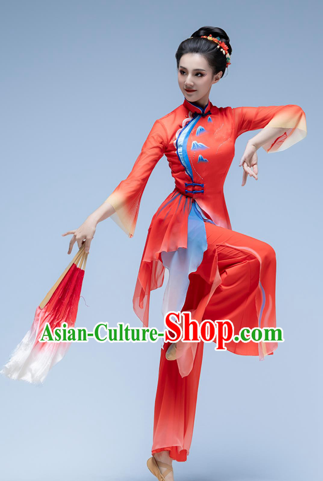 Oriental Red Classical Dance Costume Folk Dance Jiaozhou Yangko Performance Outfit Oriental Red Classical Dance Costume Folk Dance Jiaozhou Yangko Performance Outfit
