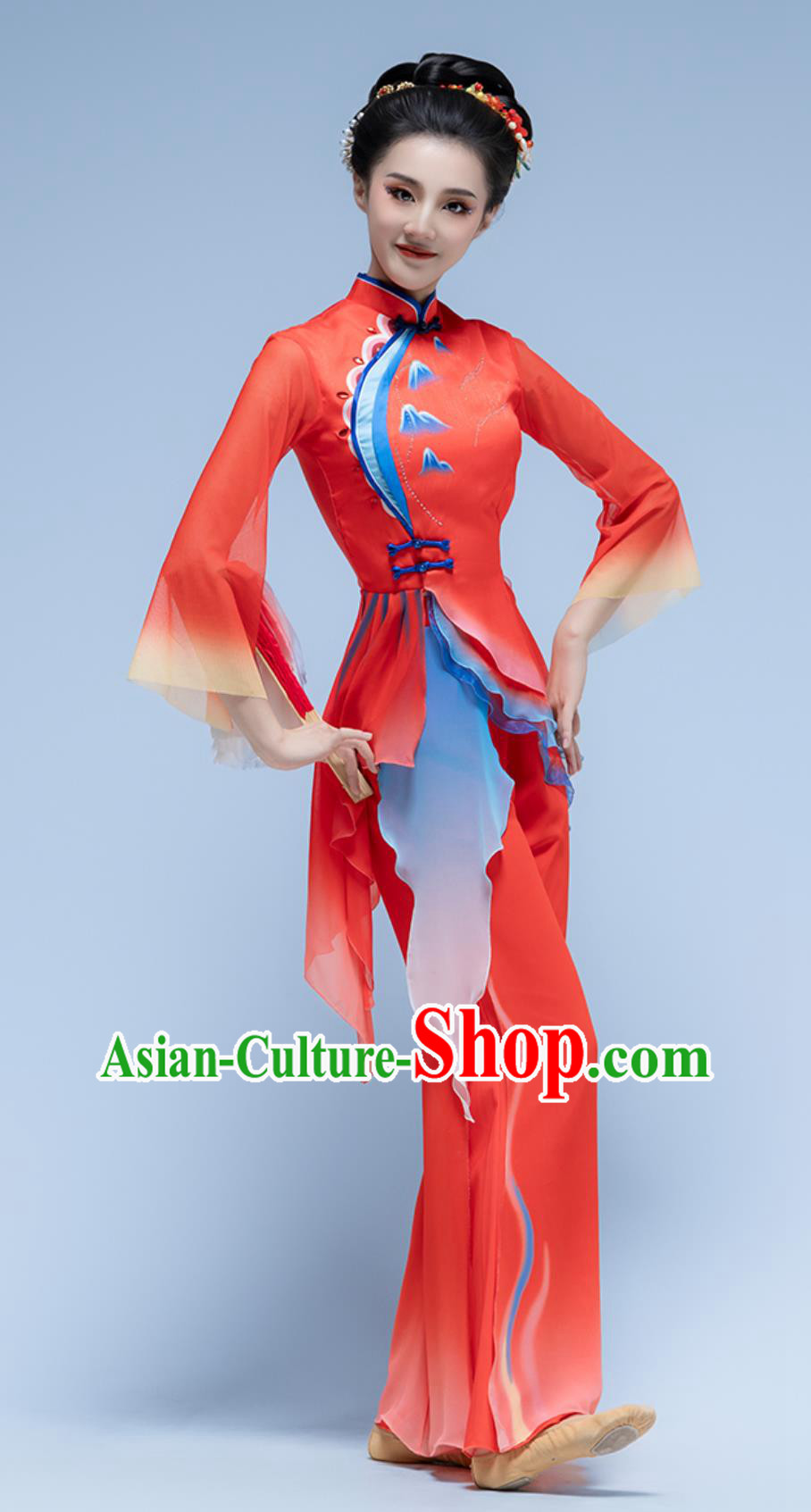 Oriental Red Classical Dance Costume Folk Dance Jiaozhou Yangko Performance Outfit Oriental Red Classical Dance Costume Folk Dance Jiaozhou Yangko Performance Outfit