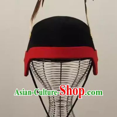 Warring States Twin Pheasant Tail Crown Ancient Tribal Chieftain Headdress Chinese Military Commander Helmet