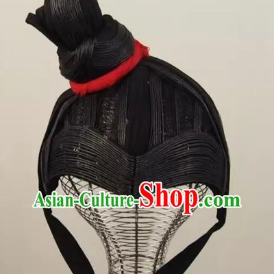 Qin Dynasty Terracotta Warrior Headgear Cuju Polo Performance Hat Chinese Warring States Soldier Black Helmet