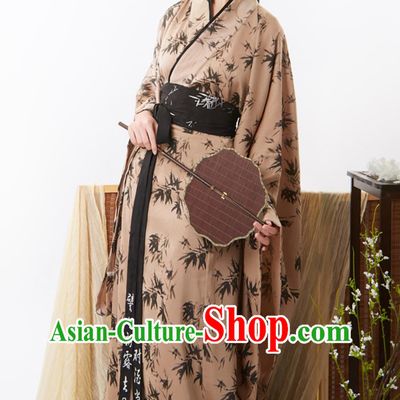 Ancient Chinese Princess Clothing Wei Jin Style Hanfu Dress Women Bamboo Shadow Print Long Straight Hem Robe
