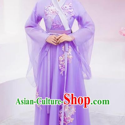 Film Zixia Fairy Dress Ancient Women Purple Hanfu Chinese Classic Wide Sleeve Dance Costume