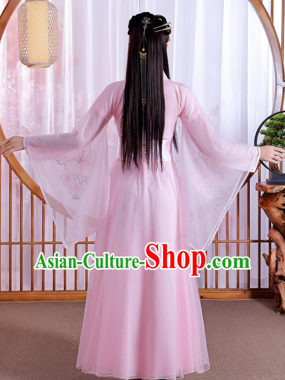 Chinese Women Hanfu Pink Wide Sleeve Dress Ancient Princess Costume Chinese Women Hanfu Pink Wide Sleeve Dress Ancient Princess Costume