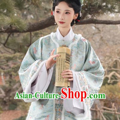 Silk Song Dynasty Brocade Jacquard Round Neck Short Jacket Traditional Chinese Clothing Ancient Winter Hanfu Ao