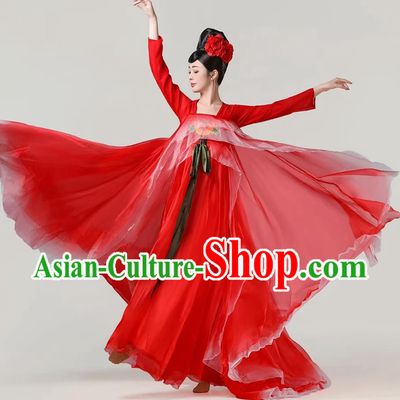 Flower Hairpin Scroll Hanfu Song Dynasty Hezi Dress Flowing Red Wide Sleeve Han Tang Classical Dance Costume