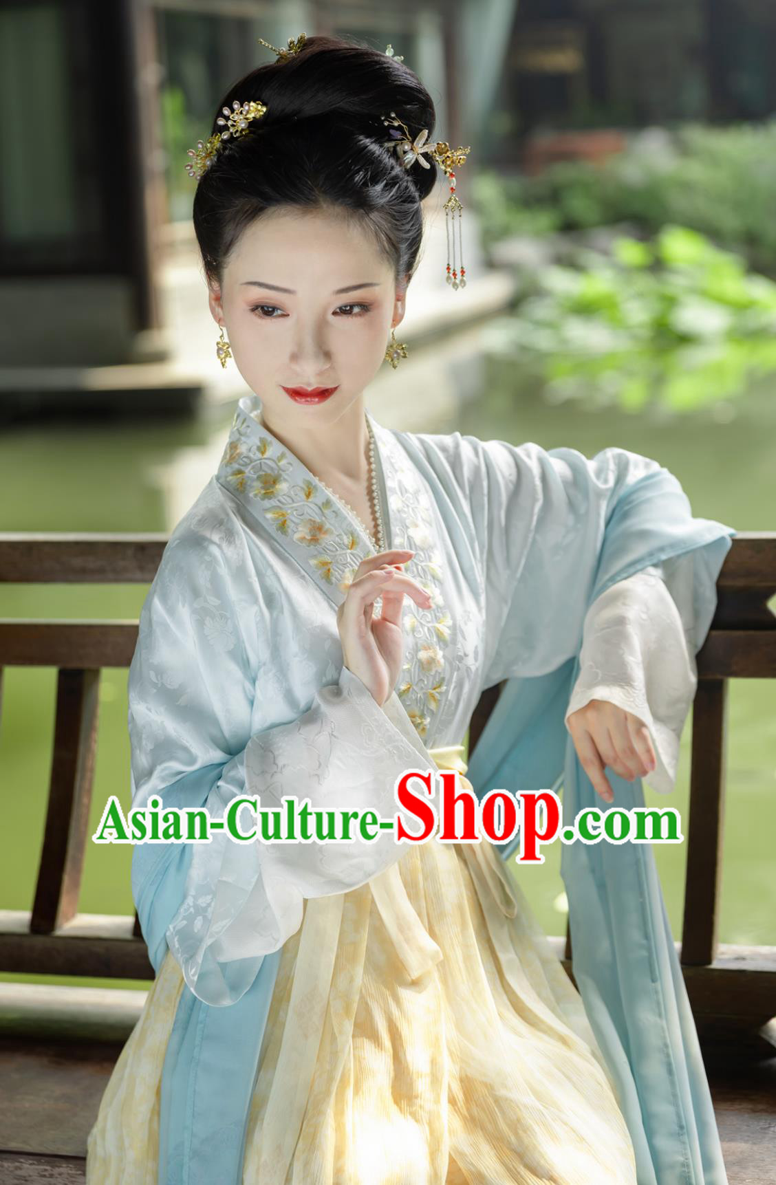 Traditional Chinese Costumes Song Dynasty Silk Jacquard Jiaoling Blouse Ruqun Set