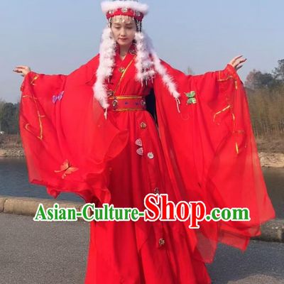 Princess Pearl Fragrant Concubine Red Dress Ancient Ethnic Princess Costume Film Television Butterfly Fairy Attire