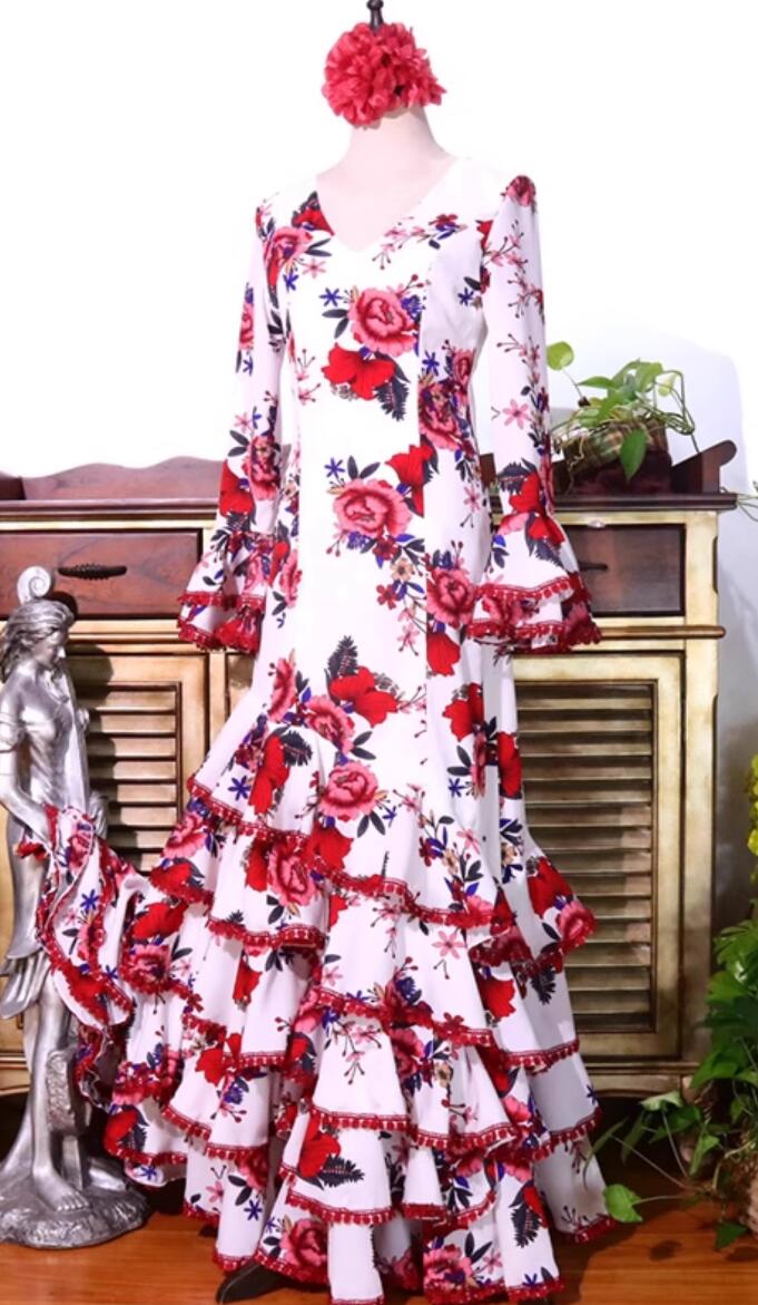 Professional Flamenco Performance Costume Spanish Dance Rose Dress Professional Flamenco Performance Costume Spanish Dance Rose Dress