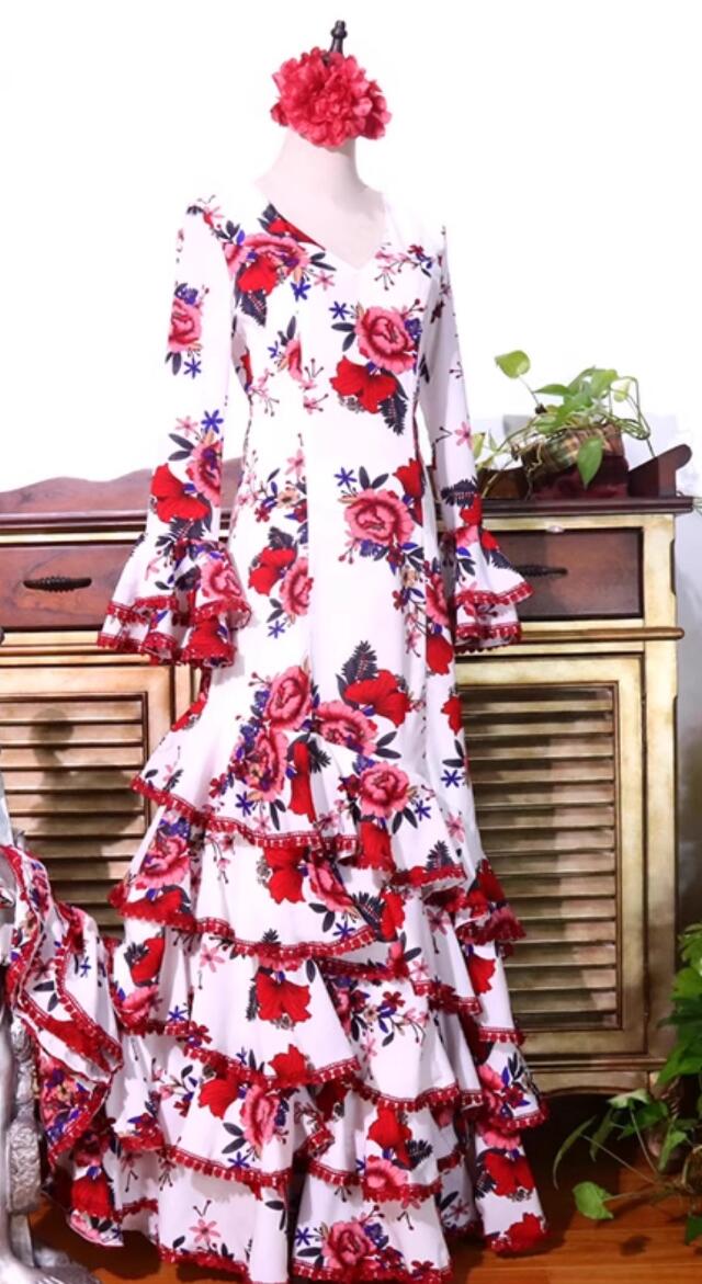Professional Flamenco Performance Costume Spanish Dance Rose Dress Professional Flamenco Performance Costume Spanish Dance Rose Dress
