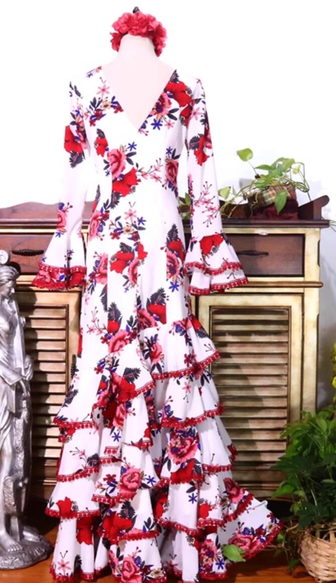 Professional Flamenco Performance Costume Spanish Dance Rose Dress Professional Flamenco Performance Costume Spanish Dance Rose Dress