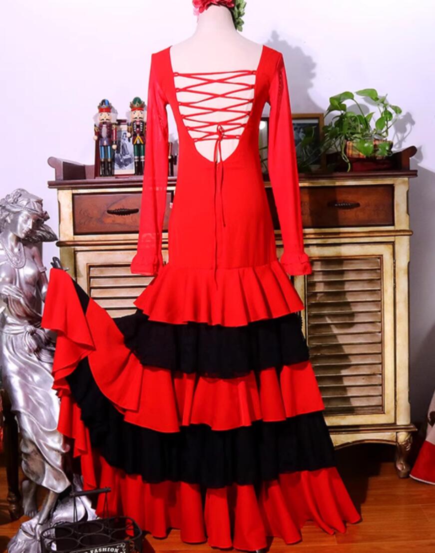 Spanish Flamenco Performance Costume Flamenco Chiffon Dance Dress Spanish Flamenco Performance Costume Flamenco Chiffon Dance Dress