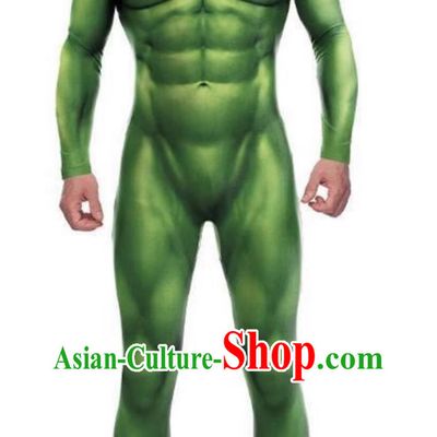 Halloween Party Cosplay Stage Performance Costume Green Muscle Jumpsuit Muscle Man Body Suit