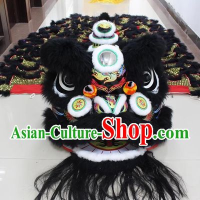 Black Wool Lion Dance Costume Southern Fut San Lion Head Chinese Lion Dance Prop