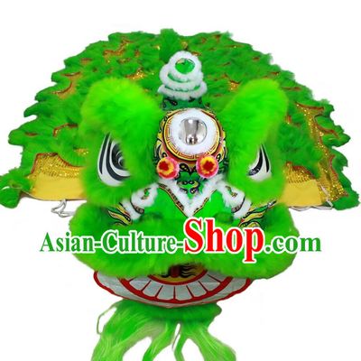 Chinese Lion Dance Prop Green Wool Lion Dance Costume Southern Fut San Lion Head