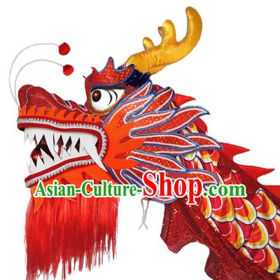 Lantern Festival Dancing Dragon Prop Chinese Dragon Dance Clothing Red Satin Dragon Dance Costume Complete Set