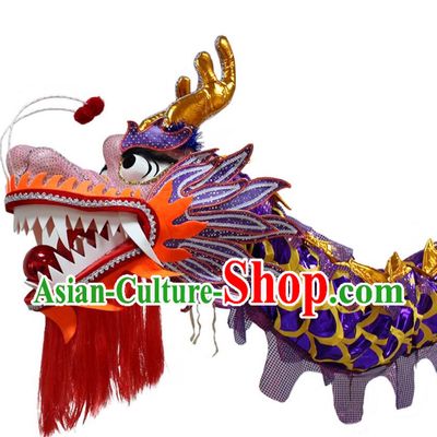 Purple Dragon Dance Costume Lantern Festival Dancing Dragon Prop Chinese Dragon Dance Clothing Complete Set