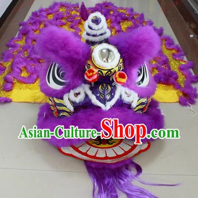 Purple Wool Lion Dance Costume Handmade Southern Fut San Lion Head Chinese Lion Dance Prop
