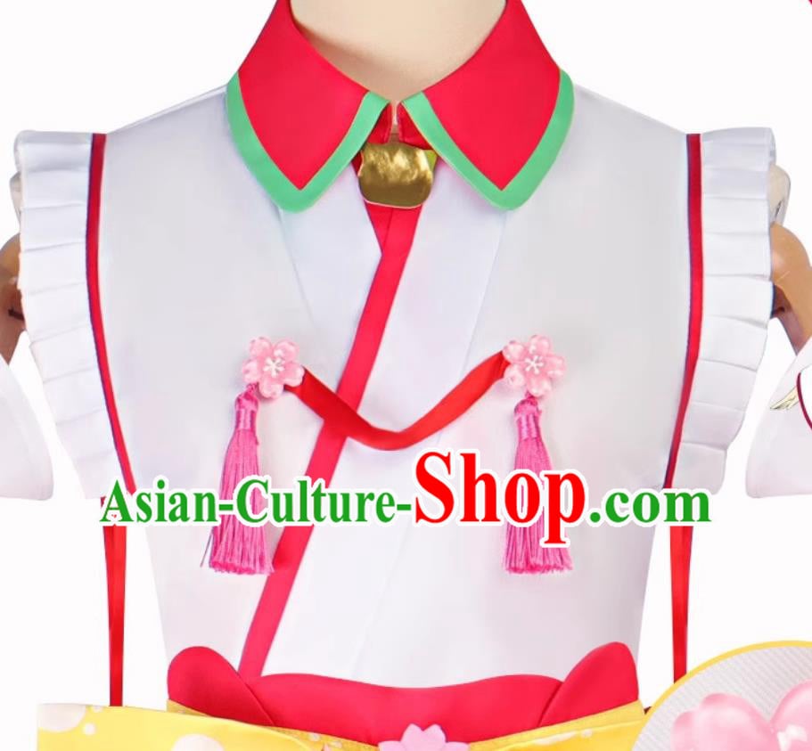 Vtuber Japanese Virtual Idol Sakura Miko Cosplay Costume Printed Kimono Anime Cosplay Clothing