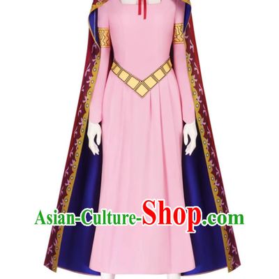 Princess Cosplay Costume Pink Dress Halloween Roleplay Outfit
