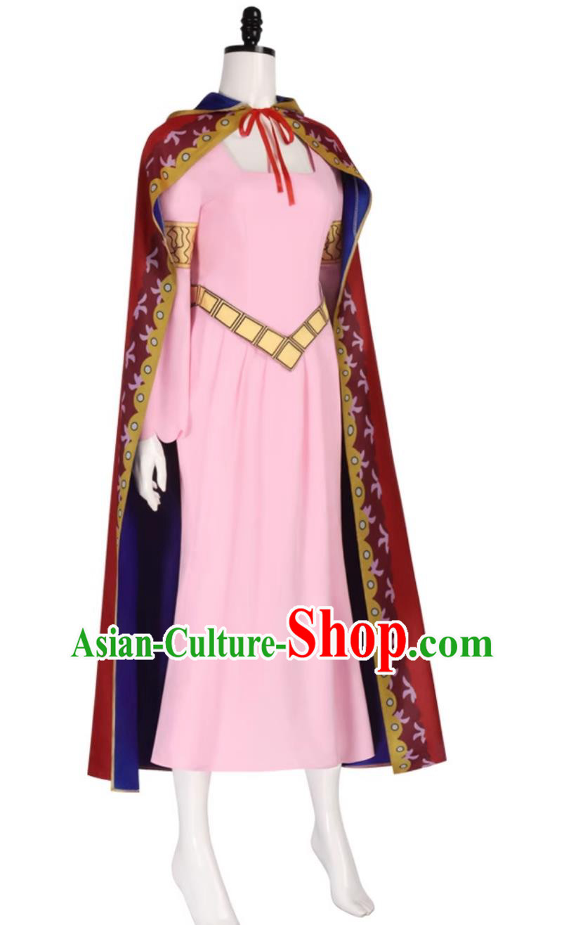 Princess Cosplay Costume Pink Dress Halloween Roleplay Outfit