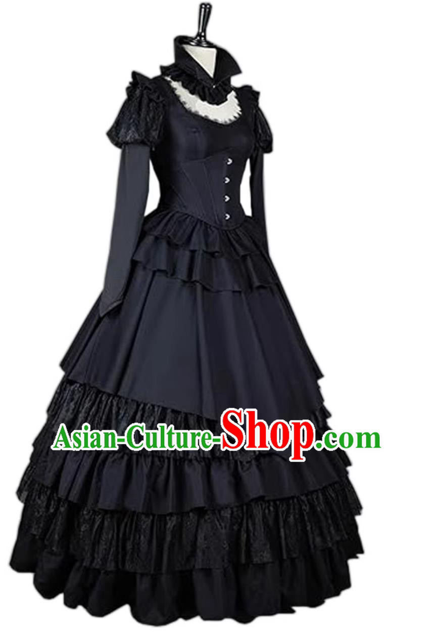 European Princess Dress Gothic Style Halloween Long Gown Wedding Dress European Princess Dress Gothic Style Halloween Long Gown Wedding Dress