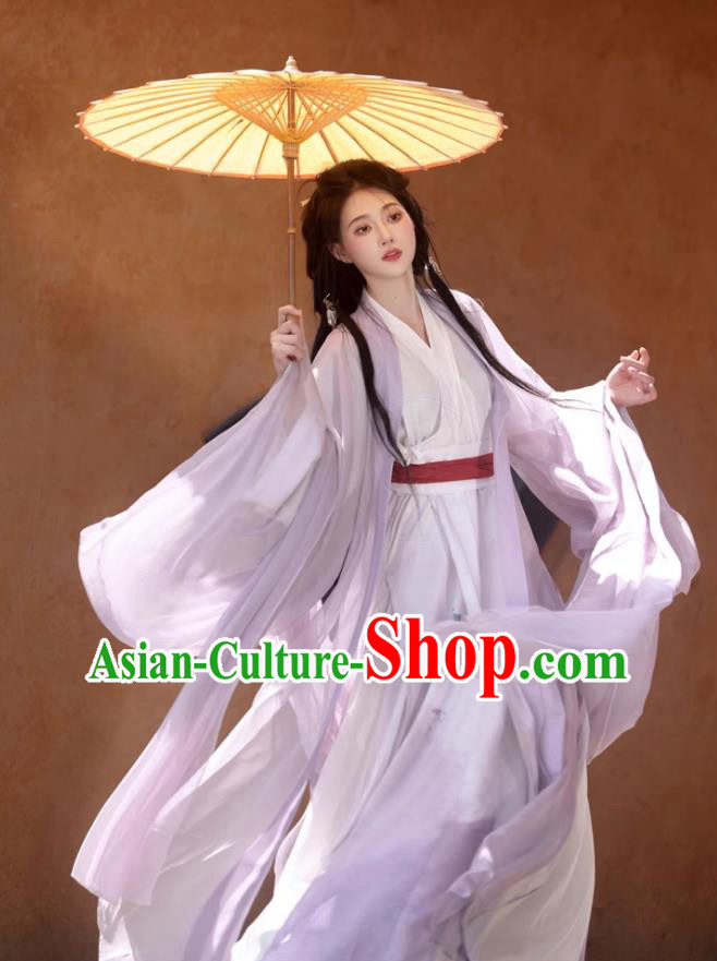 Song Dynasty Hanfu Light Purple Wide Sleeve Dress Traditional Chinese Costumes Song Dynasty Hanfu Light Purple Wide Sleeve Dress Traditional Chinese Costumes